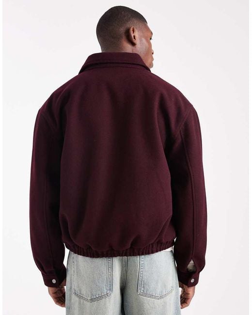 ASOS Red Wool Look Harrington Jacket for men