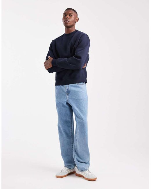 ASOS Blue Essentials Boxy Relaxed Sweatshirt for men