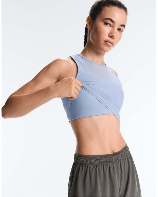 Oysho Blue Sheer Compressive Tank Top