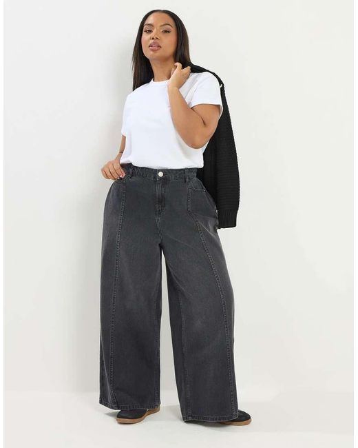 Yours Clothing Blue Palazzo Wide Leg Jeans