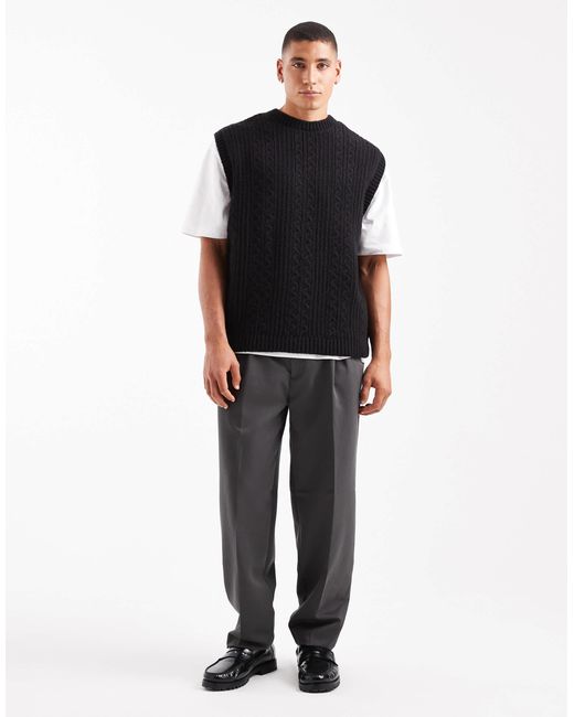 Débardeur décontracté en maille torsadée ASOS pour homme en coloris Black