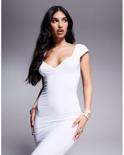 Fashionkilla Purple Double Sculpted Slinky Sweetheart Neckline Open Back Bodycon Maxi Dress