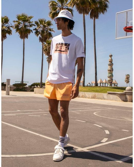 Adidas Originals White 'summer Club' Oversized T-shirt With Campervan Graphic for men