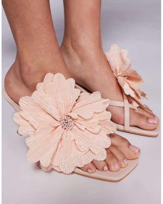Public Desire Brown Varley Flower Mid Heeled Sandals