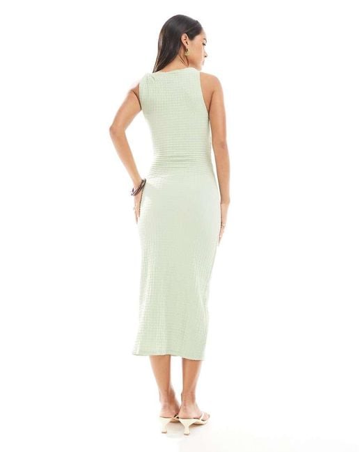 pull and bear green floral dress Floral Embroidered Maxi Dress With Sheer Flutter Sleeves In Sage Multi main image 0