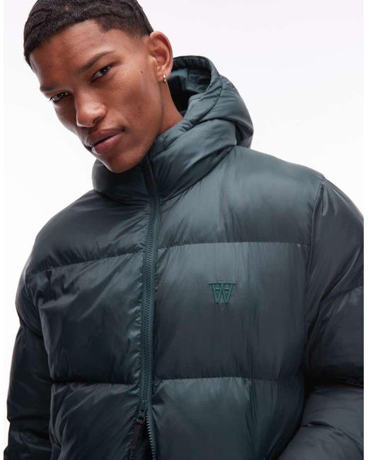 DOUBLE A by WOOD WOOD Blue Claus Double Zip Padded Jacket for men
