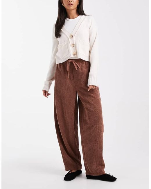 ASOS Broek Van Corduroy Met Wijde Ronde Pijpen En Elastische Taille in het Brown