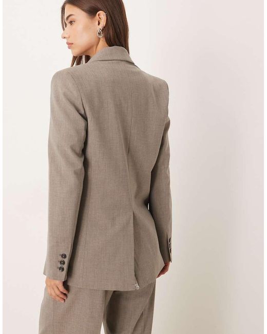 Mango Brown Puglia Tailored Double Breasted Blazer