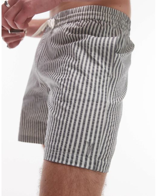 AllSaints – gestreifte badeshorts in White für Herren