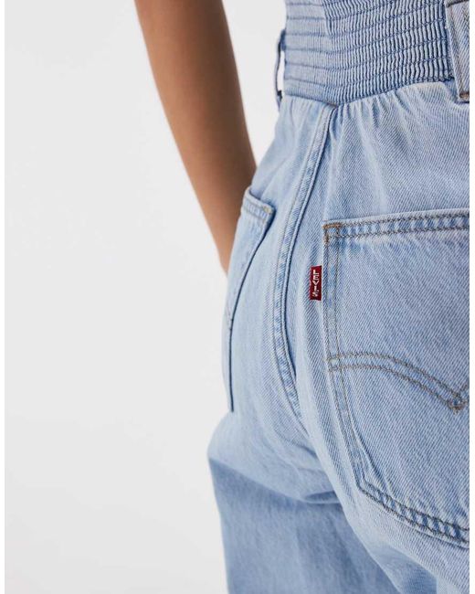 Levi's Blue Denim Bustier Wide Leg Jumpsuit