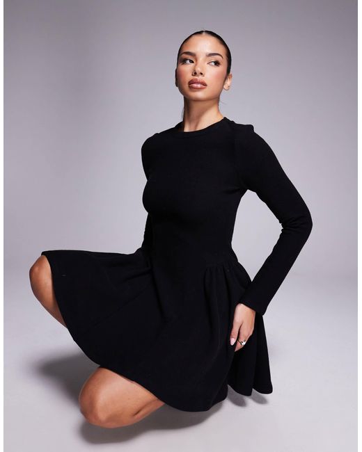 ASOS Blue – superweiches, langärmliges godet-minikleid