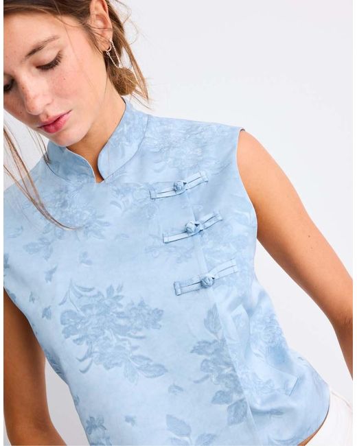 Stradivarius Blue Qipao Waistcoat