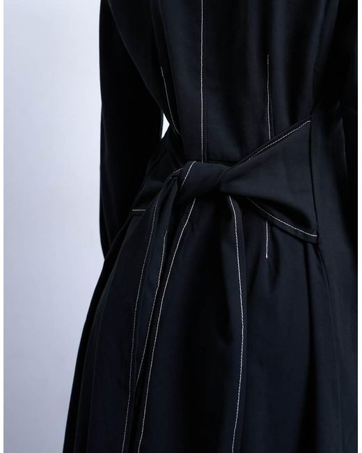 Vestido Camisero Midi De Manga Larga Con Lazada Y Pespuntes En Contraste De TOPSHOP de color Blue