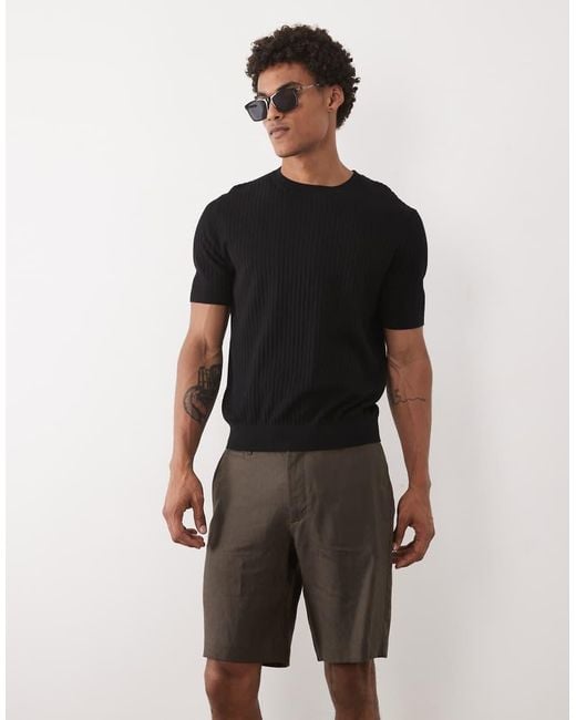 Mango Natural 100% Linen Slim Fit Shorts for men