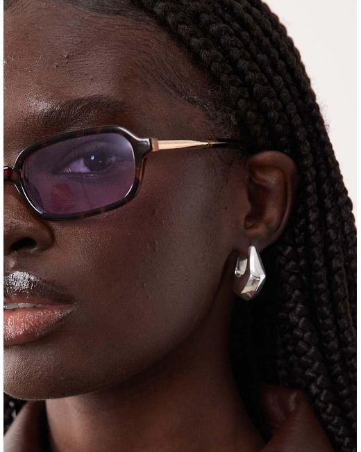 ASOS Brown Slim Square Sunglasses