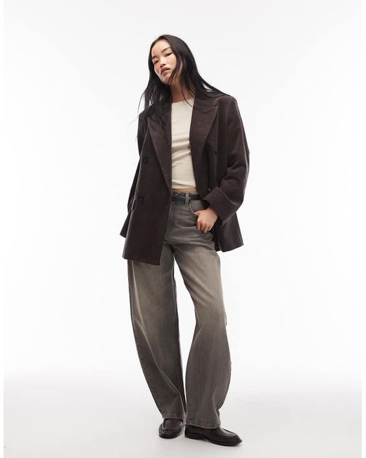 ARKET Black Cord Double Breasted Blazer Coat