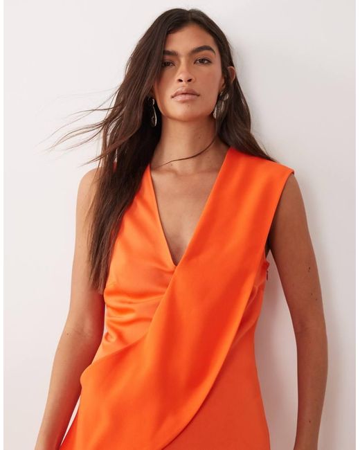 ARRANGE Orange Contrast Panel Sleeveless Midaxi Dress