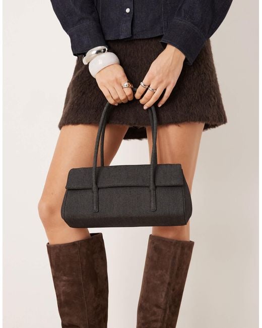 Mango Black Denim Bowling Bag