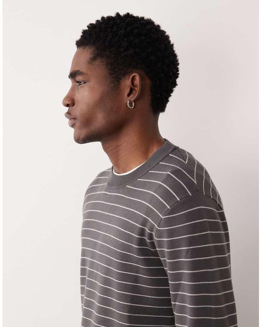 Mango Gray Performance Knitted Striped Sweater for men