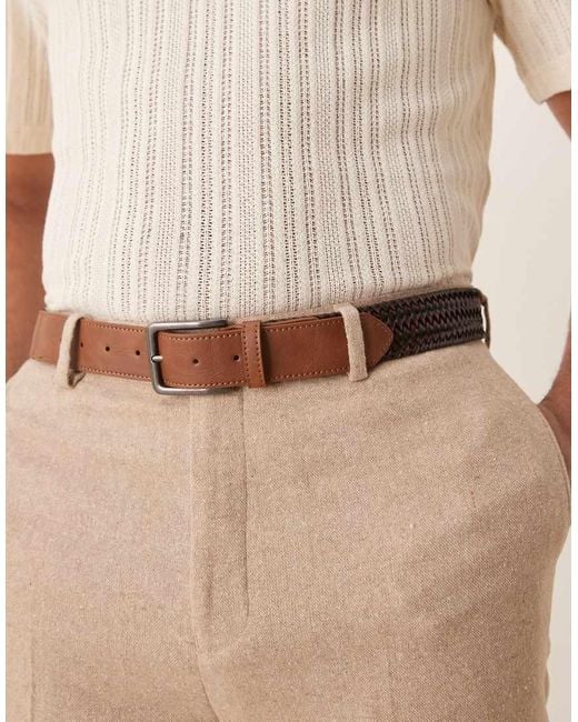 ASOS Natural Elasticated Woven Belt for men