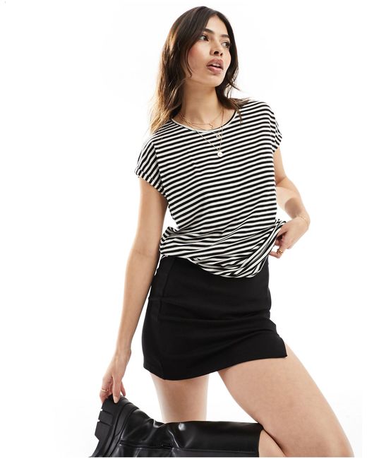 Vero Moda Brown Oversized Stripe T-shirt