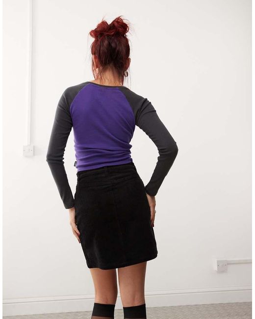 Monki Black Cord Mini Skirt