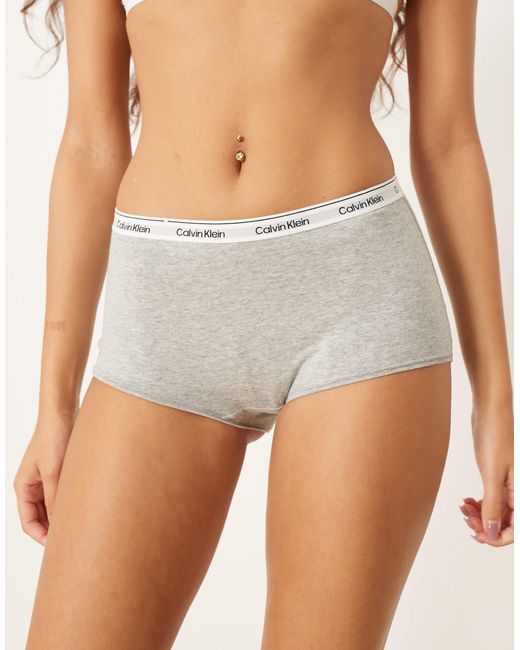 Calvin Klein Brown Modern Logo Mid-rise Boyshorts