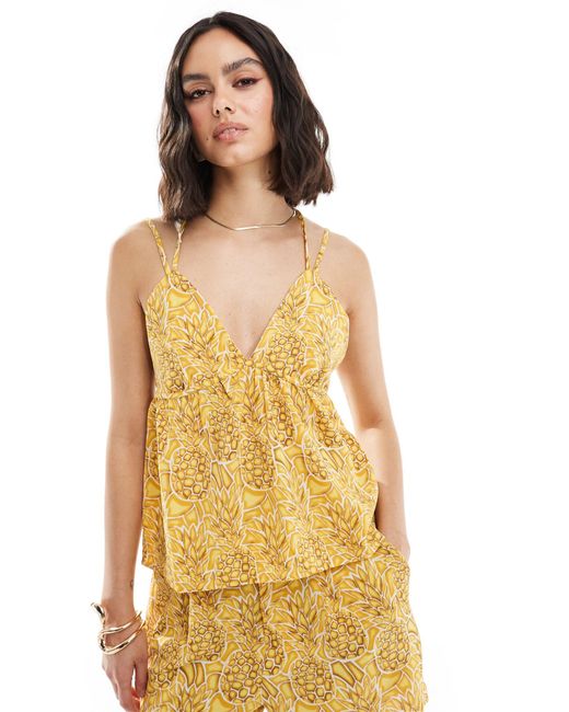 ONLY Yellow Strap Detail Cami Co-ord