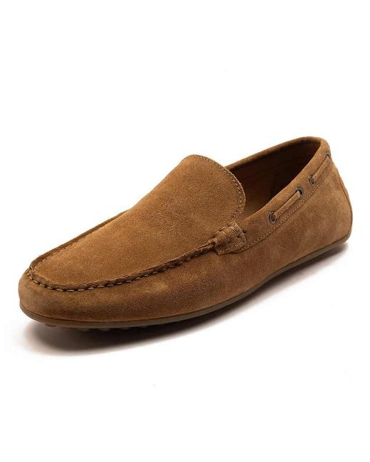 Thomas Crick Brown 'Duval' Leather Slip-On Casual Loafer Shoes for men