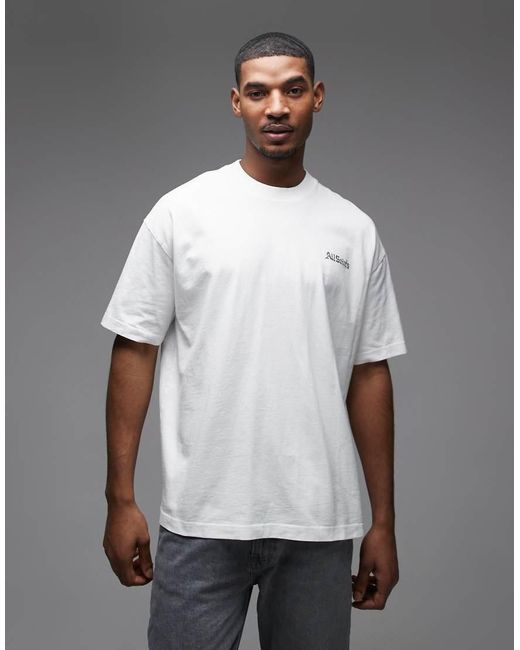 AllSaints Gray Skelly Short Sleeve Graphic Logo T-Shirt With Back Print for men
