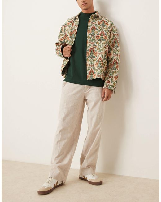 Abercrombie & Fitch Natural baggy Linen Trouser for men