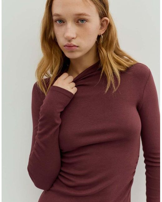 Pull&Bear Red Gathe Midi Dress