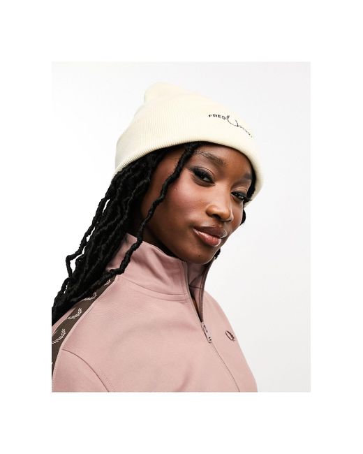 Fred Perry Pink Unisex Logo Beanie
