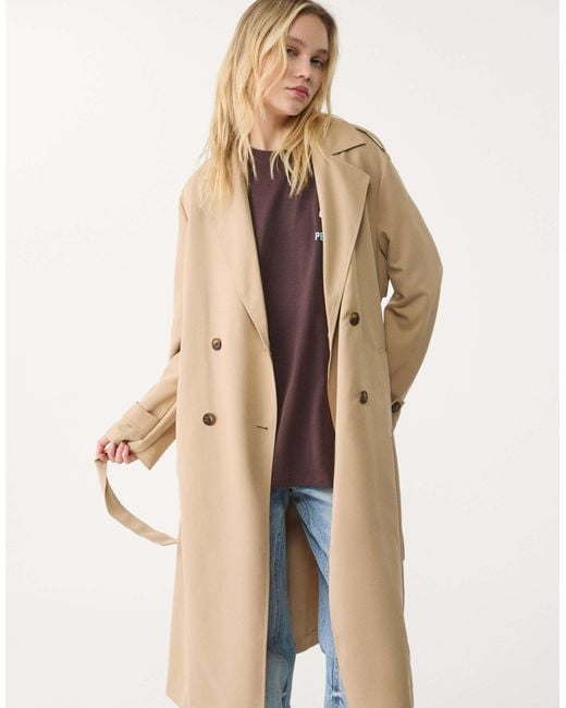 Trench-coat à ceinture - beige Stradivarius en coloris Natural
