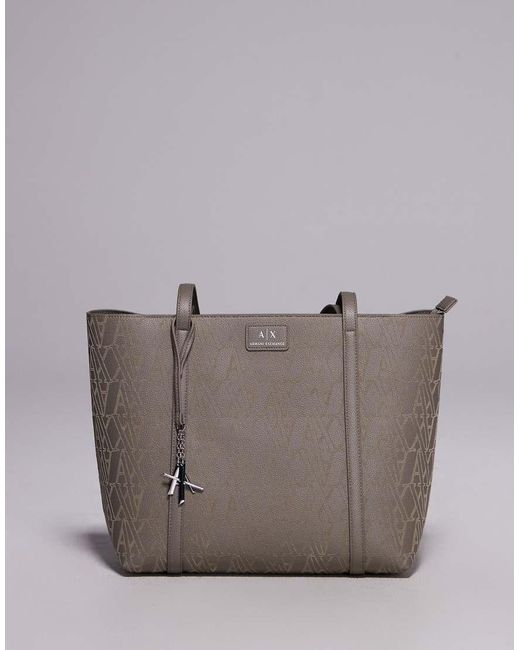 Borsa A Mano Color Cuoio Con Logo di ARMANI EXCHANGE in Gray