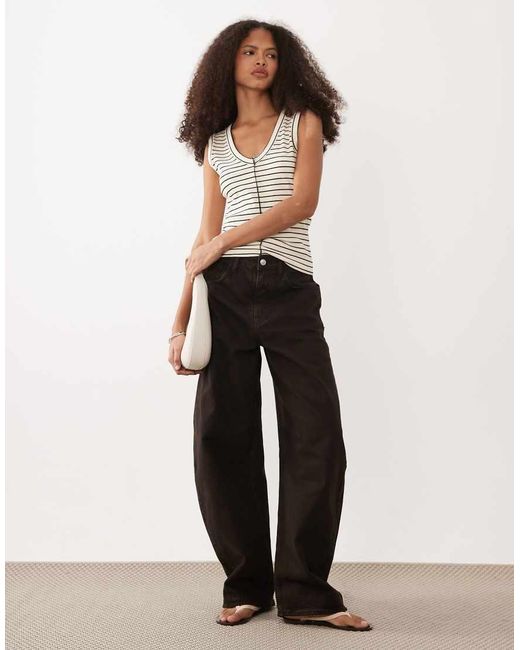 ASOS White Heavy Weight Rib V Neck Vest With Exposed Seam Detail