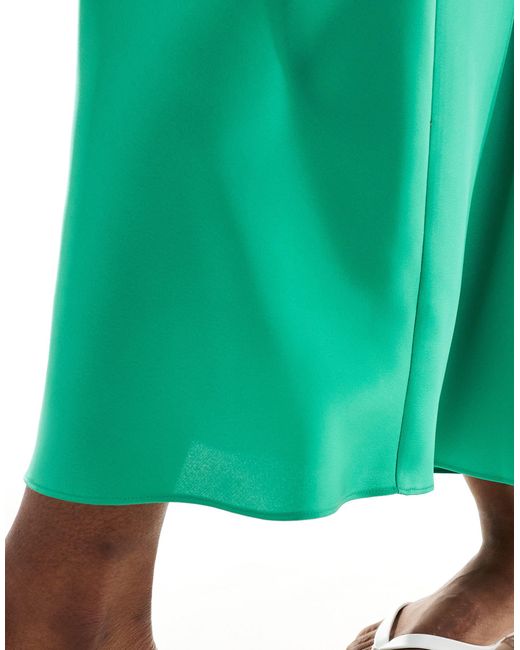 ASOS Green Satin Bias Cut Midi Skirt