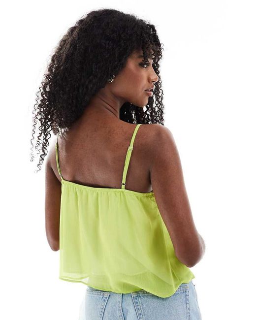 Miss Selfridge Green Chiffon Ruffle Cami Top