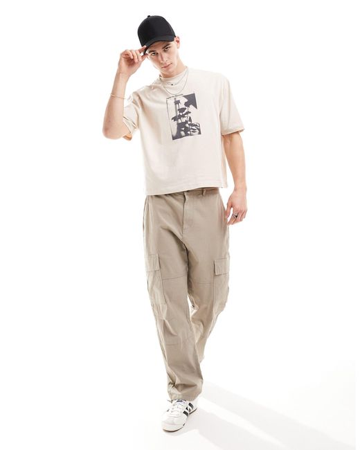 T-shirt oversize coupe carrée avec imprimé fleurs sur la poitrine ASOS pour homme en coloris Natural