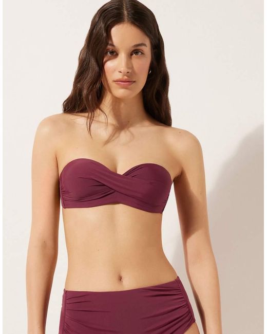 Calzedonia Purple Fuller Bust Padded Bandeau Bikini Top Indonesia