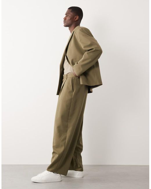 ASOS Green Barrel Suit Trousers for men