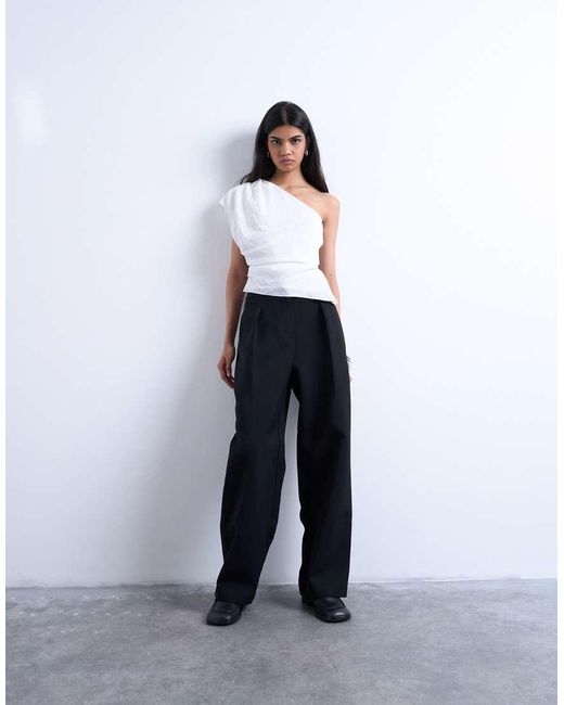 TOPSHOP White One Shoulder Top