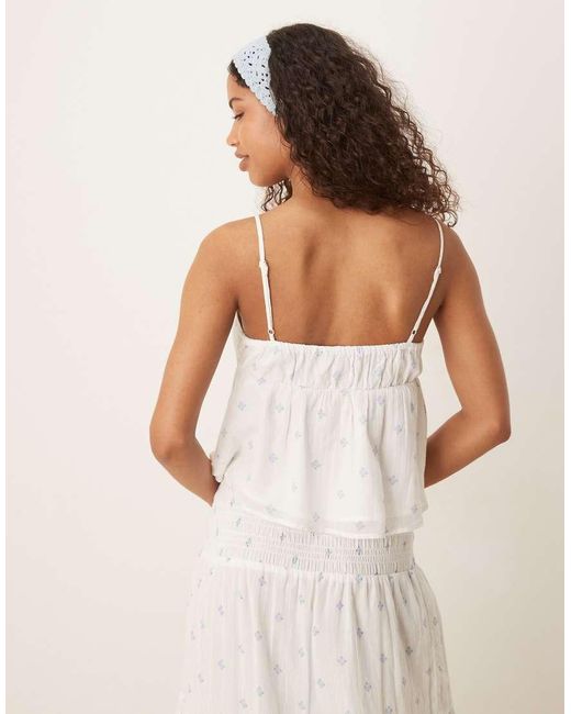 Gina Tricot Natural Frill Tie Front Bow Blouse Top