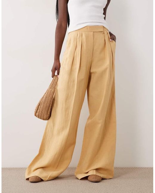 Mango Natural Linen Mix Tailored Pants