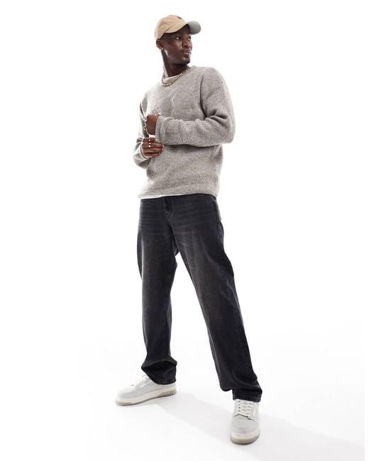 New Look White Stitch Crew Neck Jumper for men