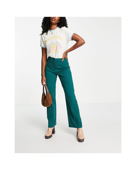 Pantaloni sartoriali a fondo ampio extra larghi scuro di Bershka in Verde |  Lyst