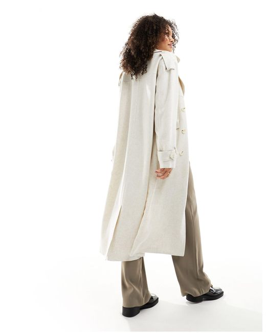Trench-coat croisé en lin - crème 4th & Reckless en coloris White
