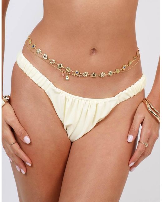 SIMMI Yellow Ruched Detail Bikini Bottoms