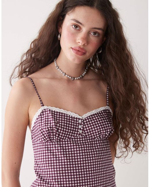 Motel Pink Delphine Gingham Mini Cami Dress