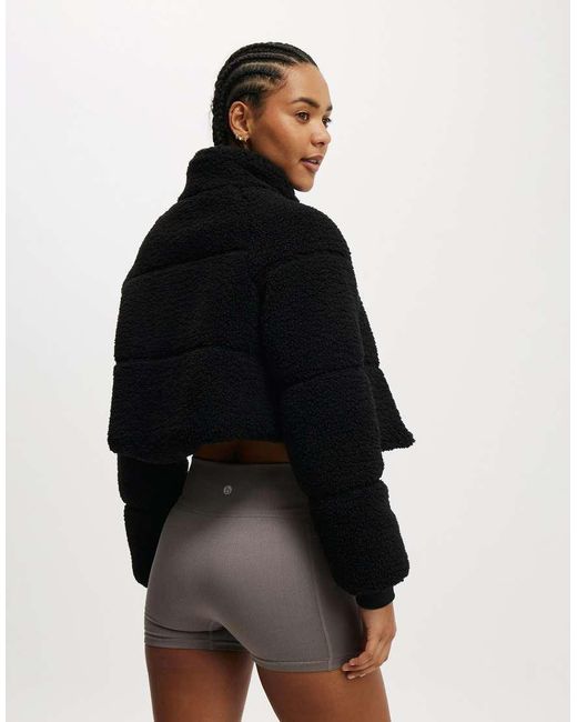 Cotton On Black The Mother Puffer Cropped Sherpa Jacket